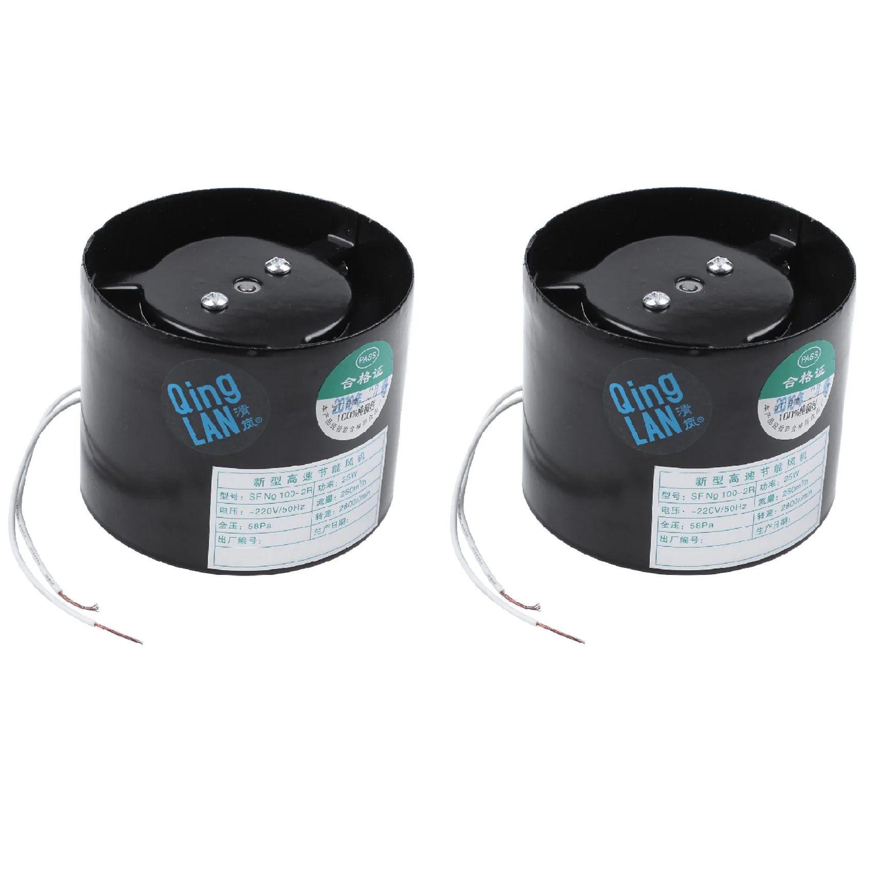 

2X 4 Inch Inline Duct Fan Air Ventilator Metal Pipe Exhaust Bathroom Toilet Wall Fan Duct Fan Accessories 220V Black