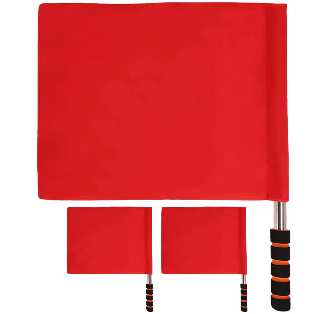 

3 Pcs Red Flag Athletic Competition Flags Football Equipment Small Hand Fan Cheering Sports Referee Soccer