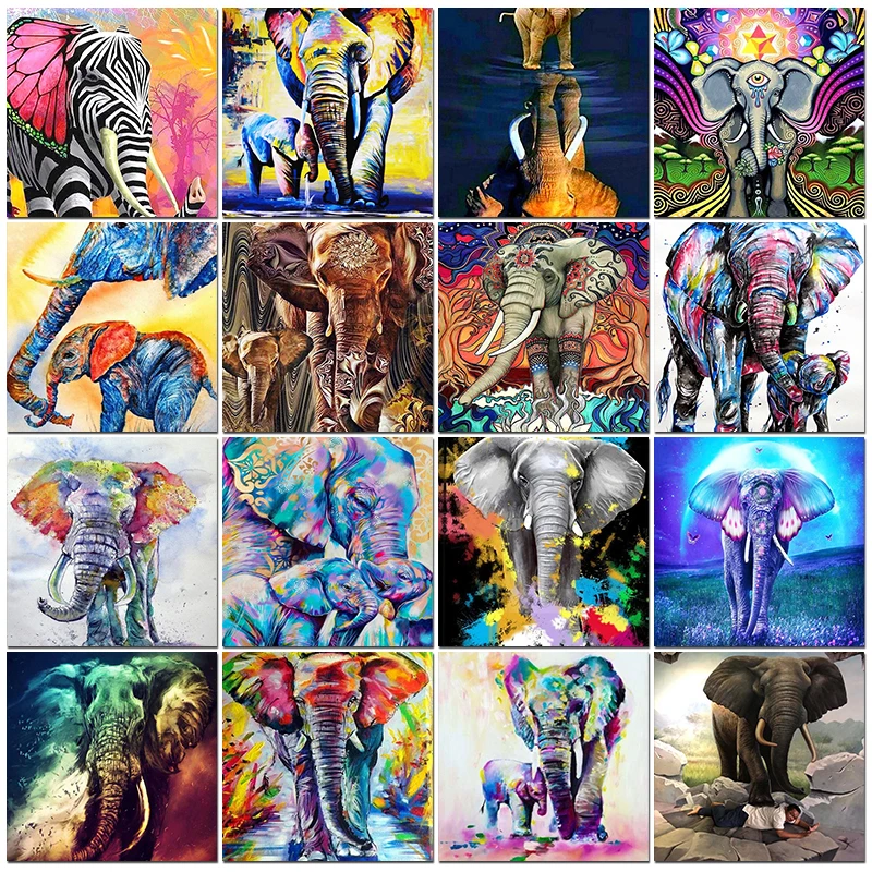 

Chenistory 5D DIY Diamond Painting Animal Elephant Full Drill Diamond Embroidery Mosaic Pictures of Cross Stitch Home Wall Decor