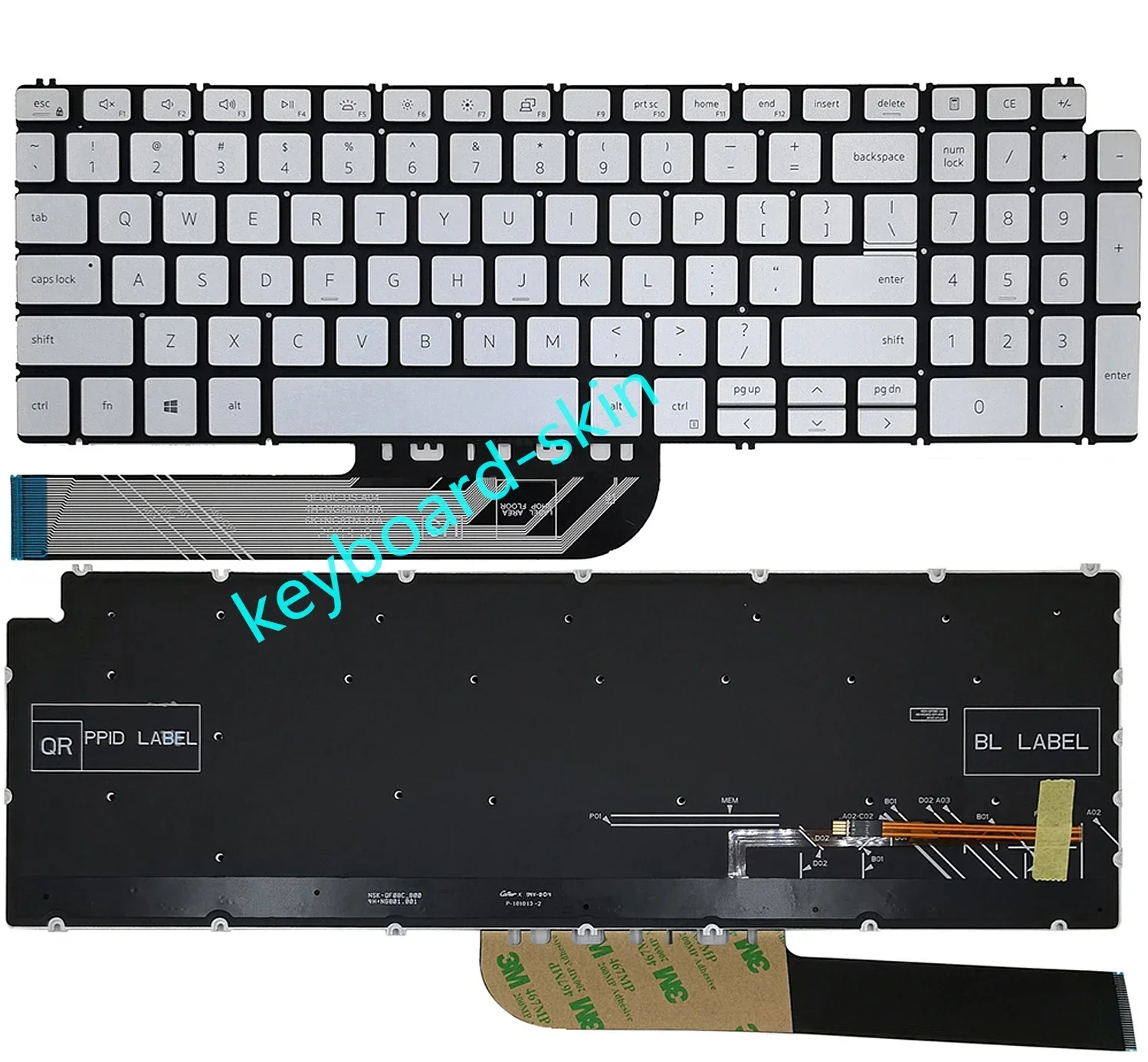 Серебряная клавиатура США с подсветкой для Dell Inspiron 15-5501 5502 5505 5508 15-5509 P102F 5584 P85F 5590