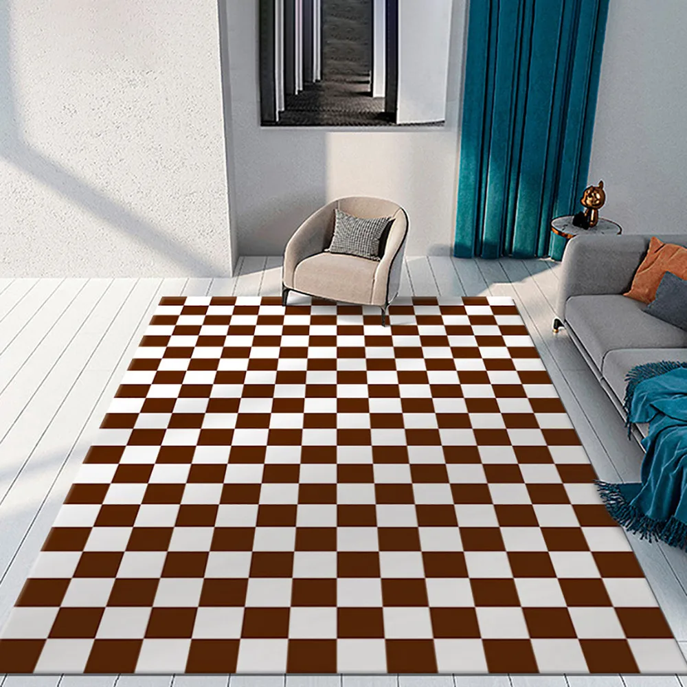 

CLOOCL Flannel Checkerboard Plaid Carpets for Living Room Fashion Area Rug Sofa Floor Mats Absorbent Kitchen Rug Dropshipping