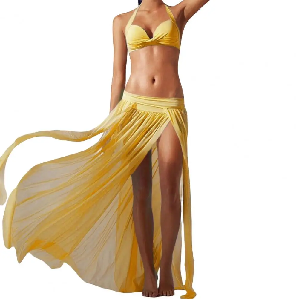 Сексуальная женская накидка на бикини однотонная эластичная сетчатая пряжа