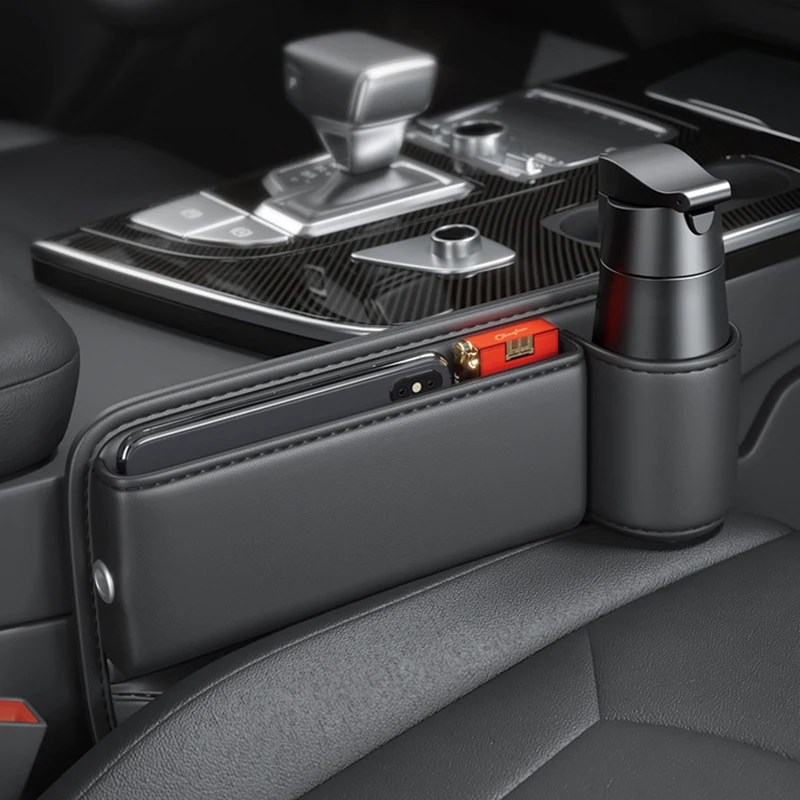 

Multifunctional PU Leather Car Seat Crevice Storage Box Water Cup Holder Slit Gap Filler Interior Modification Accessories