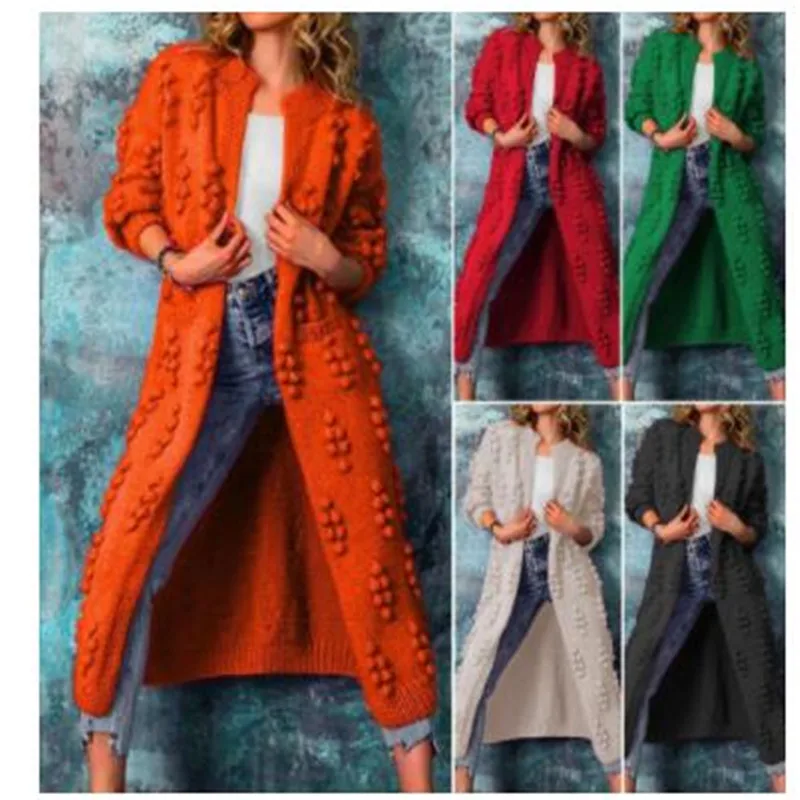 

Кардиган вязаный однотонный до середины икры, с карманами