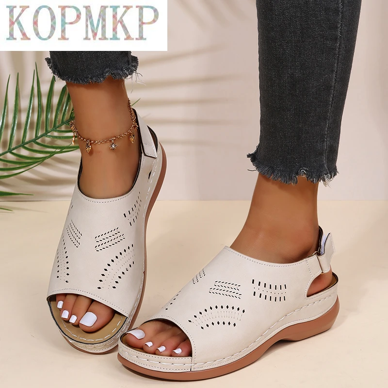 

2022 Summer Sexy Ladies Shoes Women Strap Sandals Women's Flats Open Toe Solid Casual Shoes Rome Wedges Thong Sandals 35-43