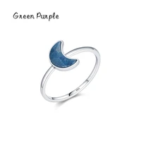 green purple s925 sterling silver minimalist moon finger rings for women natural spar wedding engagement statement jewelry new