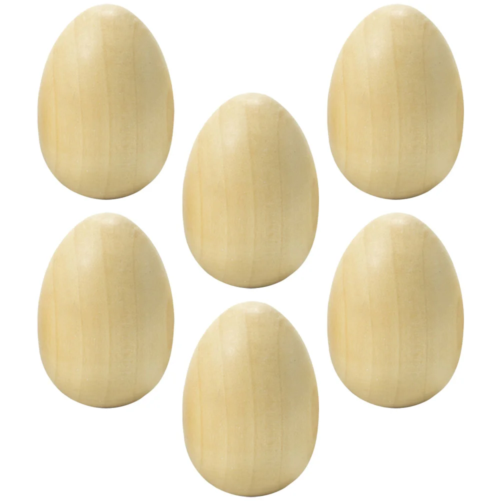 

6pcs Wooden Easter Eggs Creative Easter Children Eggs Playthings Party Supplies