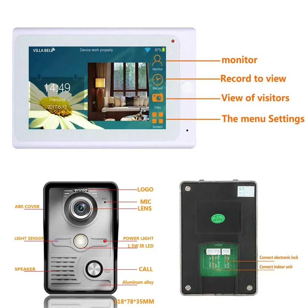 7inch Wifi IP Video Door Phone Doorbell Intercom Entry System with IR-CUT Night Vision Support Remote APP Unlock Video Intercom enlarge