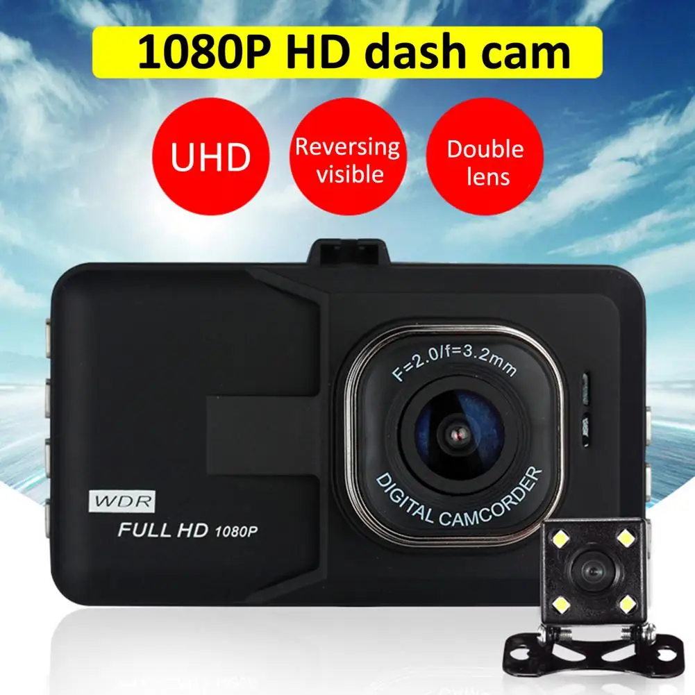 

Car DVR Dash Camera 3inch 1080P 160 degree Wide Angle Car DVR Driving Recorder with Front Rear Dual Lenses Vehicle Accessories