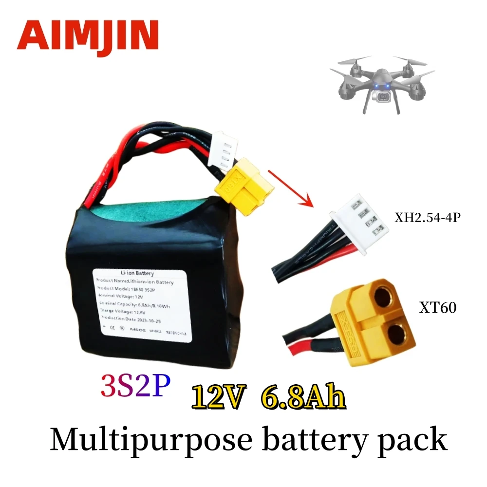 Для разных ру самолет квадротор XT60 3S2P 12V 6.8Ah 12 6 V перезаряжаемая литий-ионная