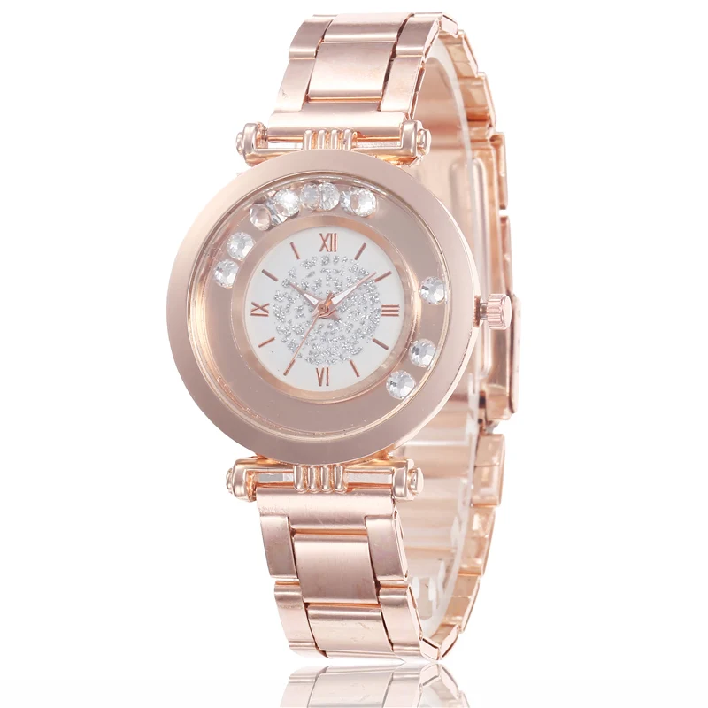 

Watches Women Fashion Flow Rhinestone Rome Quartz Watch Female Luxury Rose Gold Steel Wristwatches Ladies Gift Relogio Masculino