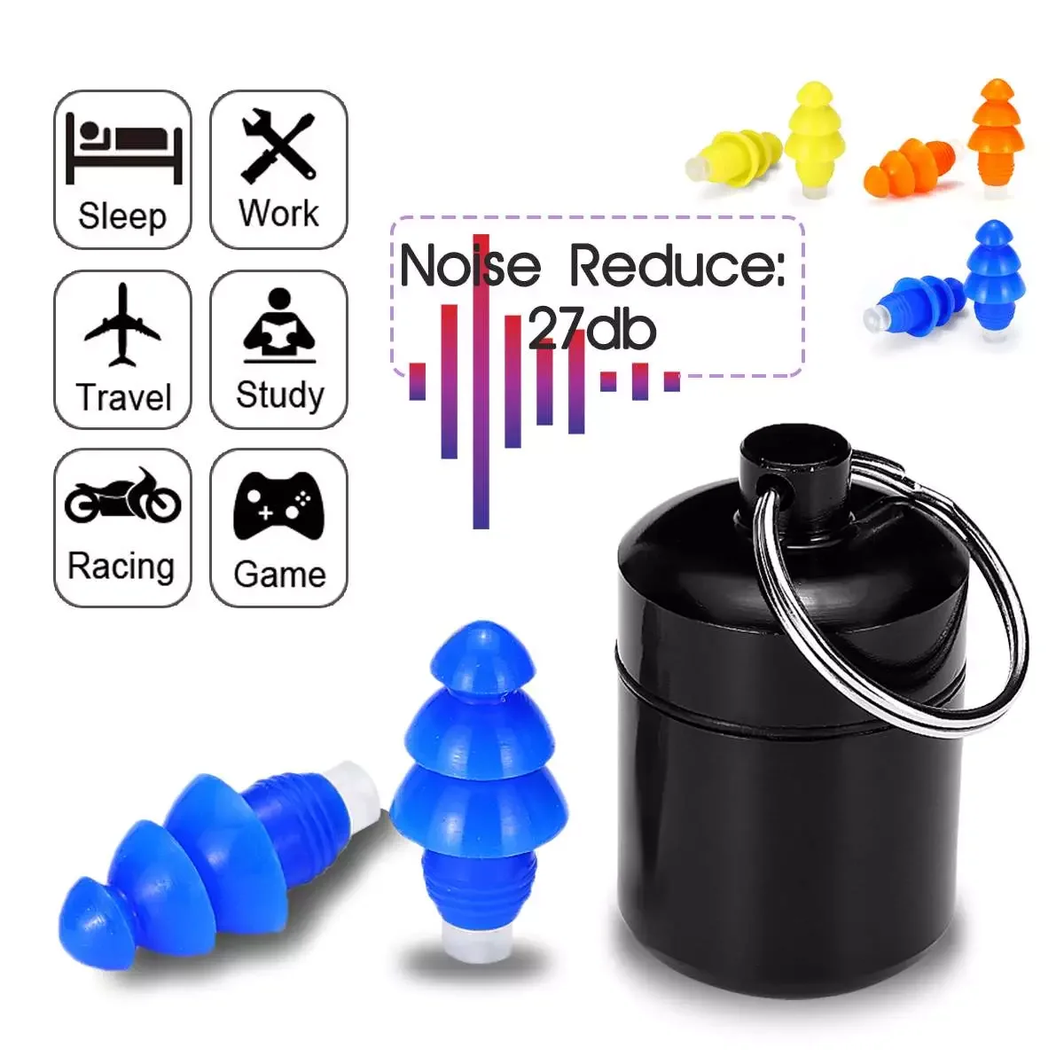

Soft Silicone Noise Cancelling Earplugs Swimming Diving Anti-Noise Ear Plug with Box for Sleeping Hearing Protection