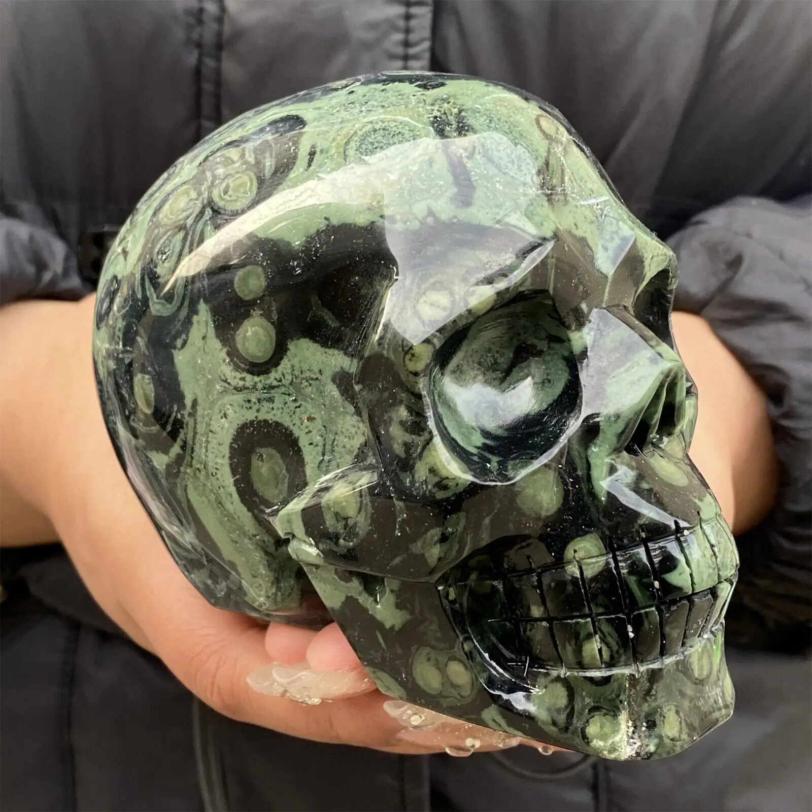 Волшебный натуральный кварцевый череп с павлиньим глазом ручная работа кристалл
