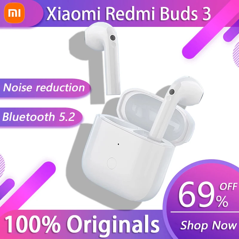 

Xiaomi Redmi Buds 3 TWS Wireless Bluetooth Headphone Dual Mic Noise Cancellation Earbuds Water IP54 Waterproof Adpative Earphone