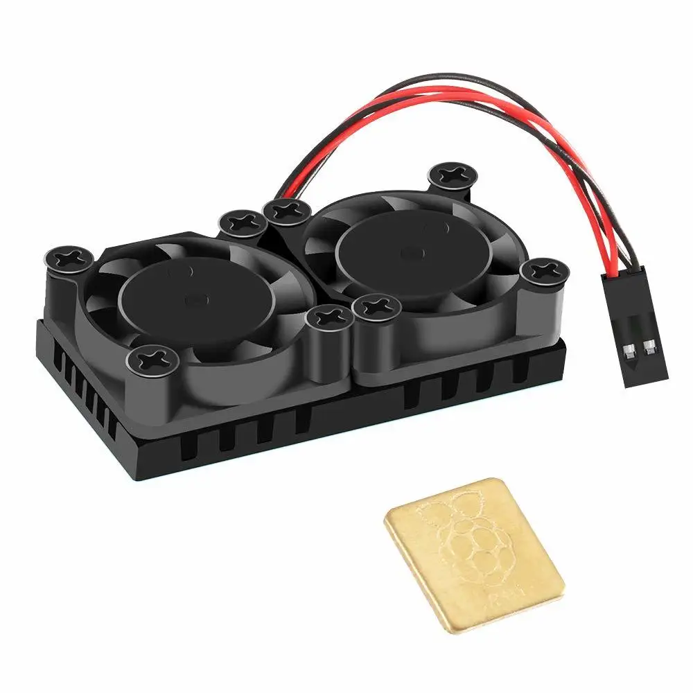 

Raspberry Pi Dual Fan Cooling Fan + Heatsinks with Thermal Conductive Adhesive Tape for Raspberry Pi 3 B 2 Model B+