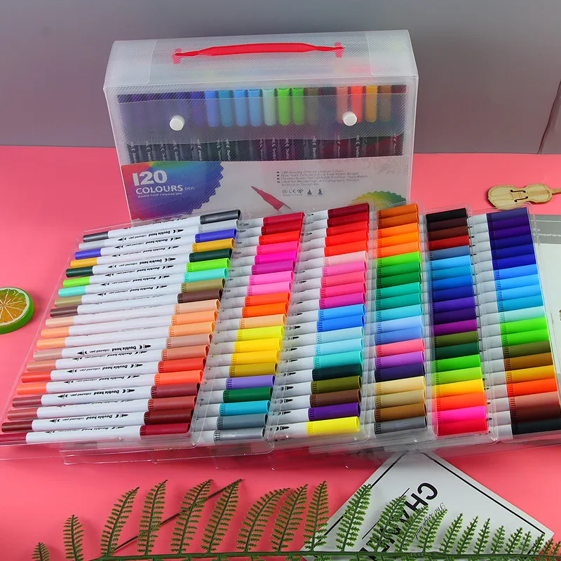 

Knysna 120 цветов маркеры акварель Ручка набор для подарка акварель маркер ручка двойной совет кисть ручки рисования школьные принадлежности