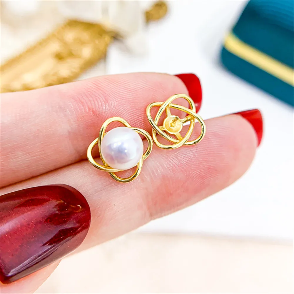 

925 Silver Pearl Beads Stud Earrings Setting Base Diy Jewelry Making Findings&Components