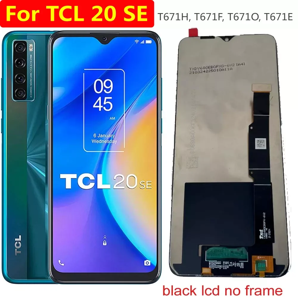 

Original LCD Display For TCL 20 SE T671H T671F Touch Screen Digitizer Assembly Replacement With Frame for Tcl 20SE Sensor 6.82&q