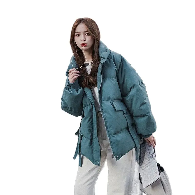 

2023 New Winter Cotton Padded Women Coat Long Sleeves Thick Warm Turn Down Collar Zipper Up Fashion Lady Overcoat