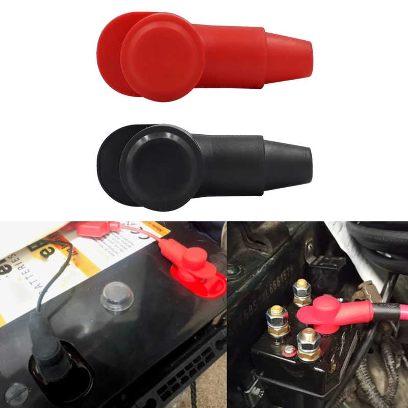 1 Pairs Marine Insulating Protector Universal Rubber Terminal Covers Protector Cover Lug Caps for Battery Stud Terminal H8WE