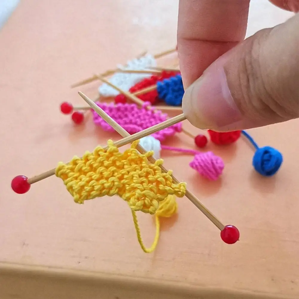 

Handmade Dolls Accessories 1:6 1:12 Knitted Woven Tops Dollhouse Sweater Knitting Yarn Needles Mini Doll Sweater