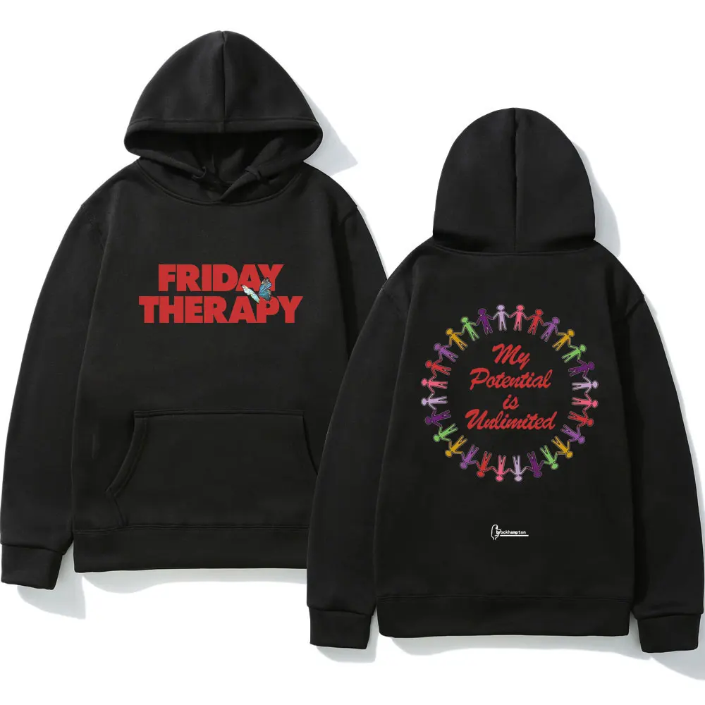 

Brockhampton Friday Therapy Print Hoodie Men Women 2021 Fall/winter Trendy Warm Sweatshirt Street Hip Hop Harajuku Pullover Coat