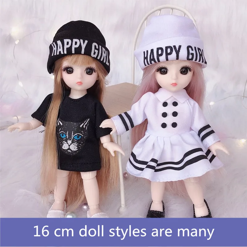 

BJD 16cm Mini Doll 13 Movable Joints 1/12 Multi-color Hair Princess Doll and Clothes Can Dress Up Girls DIY Toys Birthday Gifts