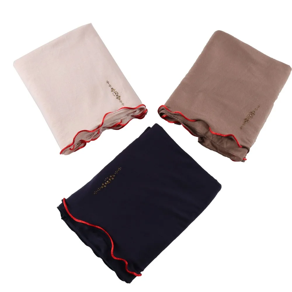 one side Redline D17  Cotton Muslim Headscarf Jersey Hijab Wrap Scarf Islamic Women Turban Head Shawls