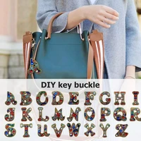 2022 diy diamond keychain painting a z letters women girl bag keyring pendant gift special shaped full drill embroidery cross st