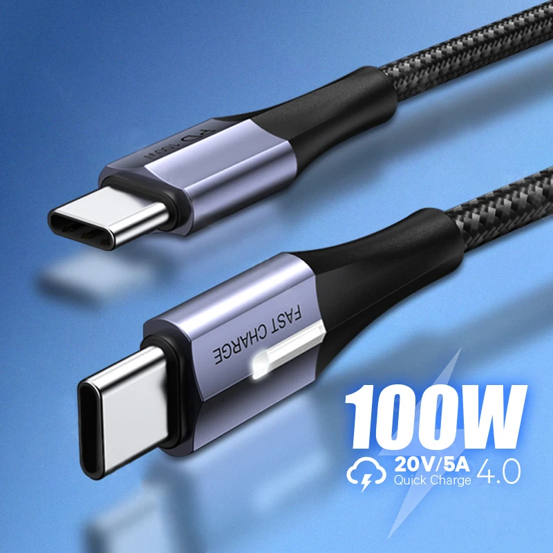 

PD 100W 5A USB C To Type C Cable QC3.0 Quick Charge 4.0 Fast Charging Data Cable For Samsung Xiaomi Macbook Pro USB C Cable 1/2M