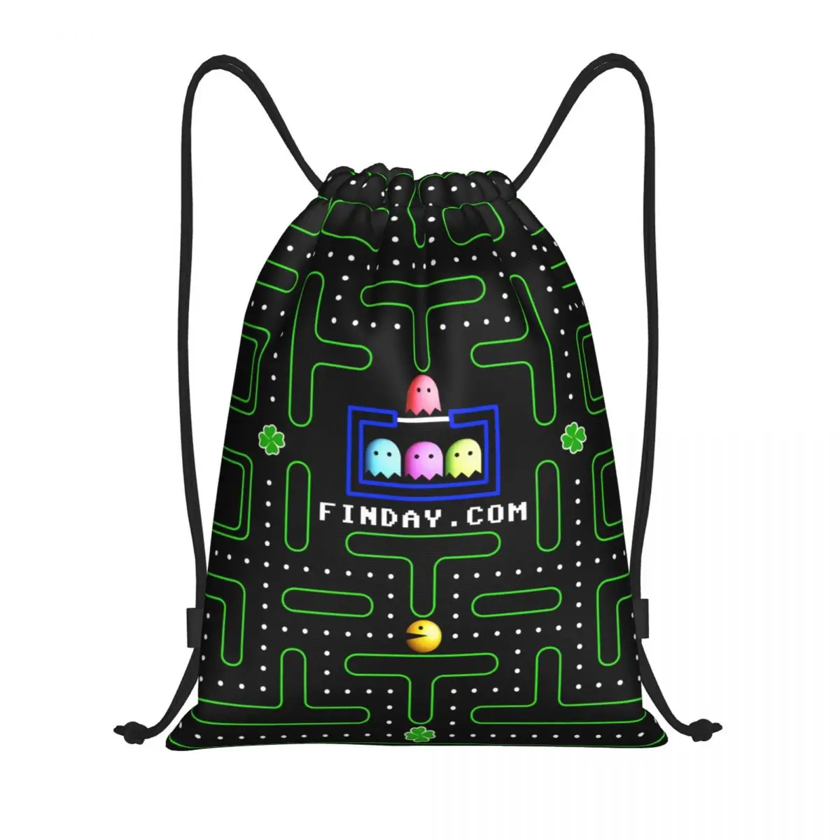 Custom PacMan Doodle Arcade Game Drawstring Backpack Bags Women Men Lightweight Gym Sports Sackpack Sacks for Yoga