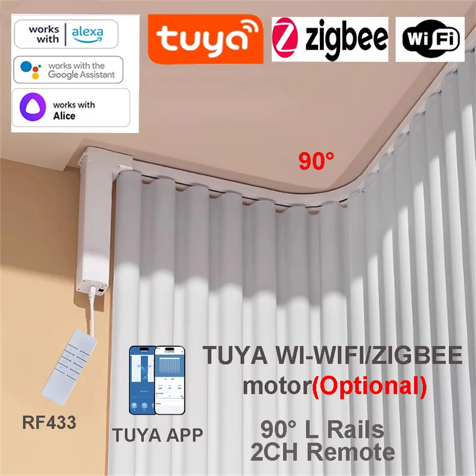 

Электрический карниз Tuya WiFi/Zigbee 90 градусов
