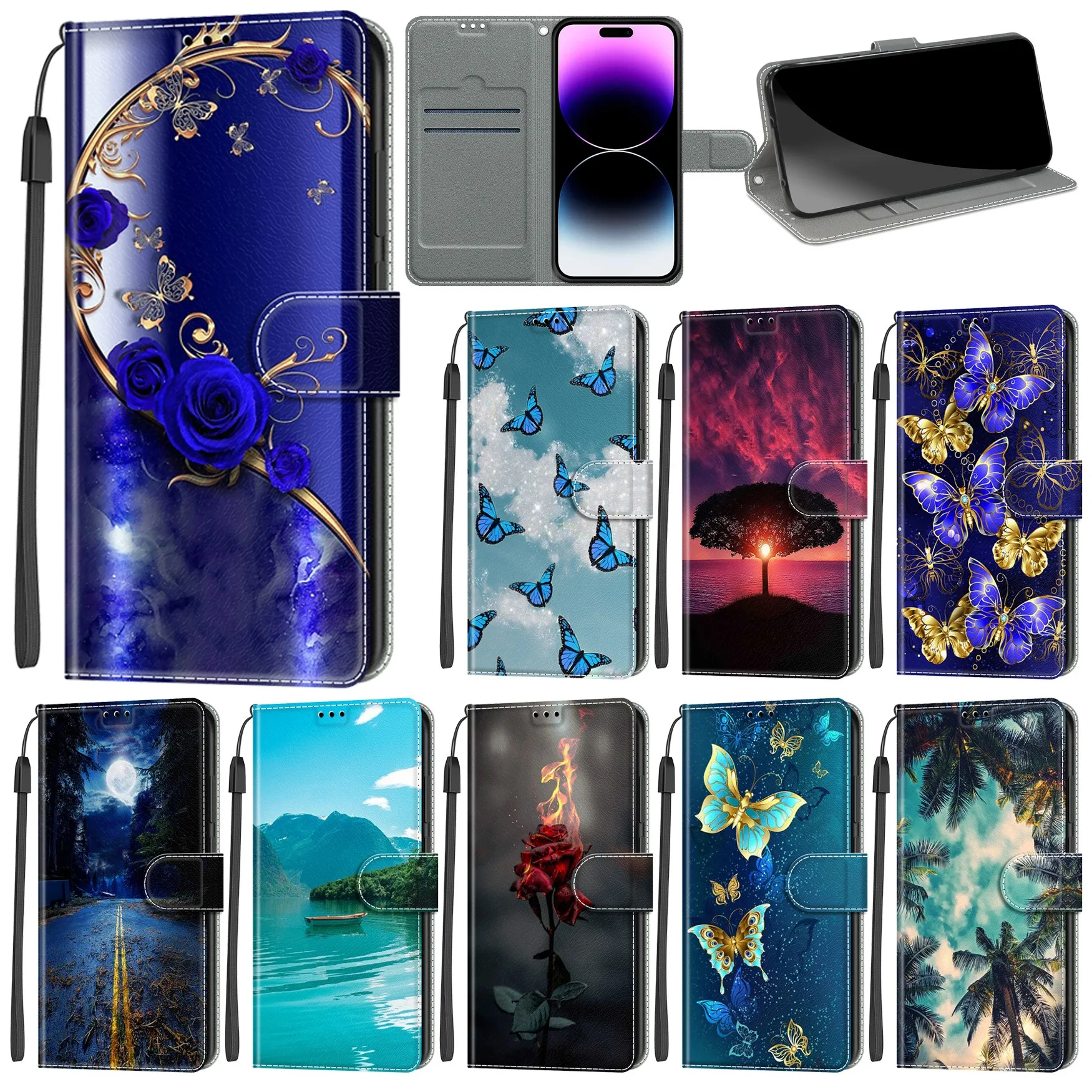 

Protect Leather Wallet Case For Samsung Galaxy S23 S22 S21 Ultra S20 FE S10 S10E S9 S8 S7 Note 10 Plus A8 Flip Cover Card Holder