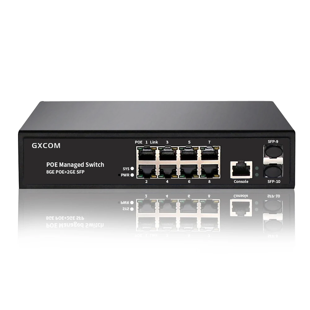 

L2 Managed Network Switch IEEE802.3 Af/at VLAN SNMP 8 Ports Full Gigabit PoE Switch for IP Camera