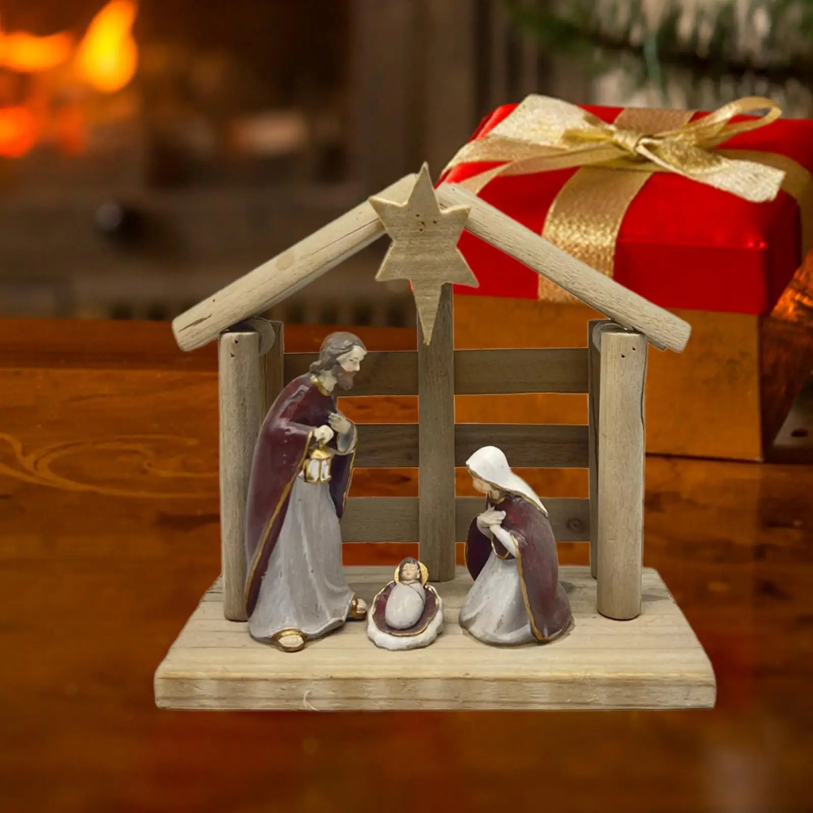 Рождественская сцена статуя корыто домик из коряги для спальни офиса