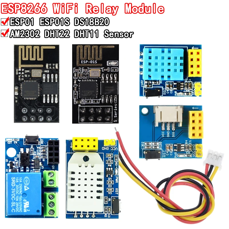 Релейный модуль ESP8266, 5 В, Wi-Fi, DS18B20 DHT11, RGB-контроллер для умного дома, дистанционное управление, переключатель, приложение для телефона