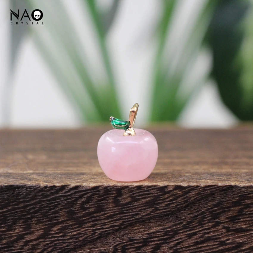 

14 мм натуральный драгоценный камень мини-подвески в виде яблока, целебный кристалл, розовый кварц, фруктовая статуя, резьба, фигурка, ювелирный декор, подарок для нее
