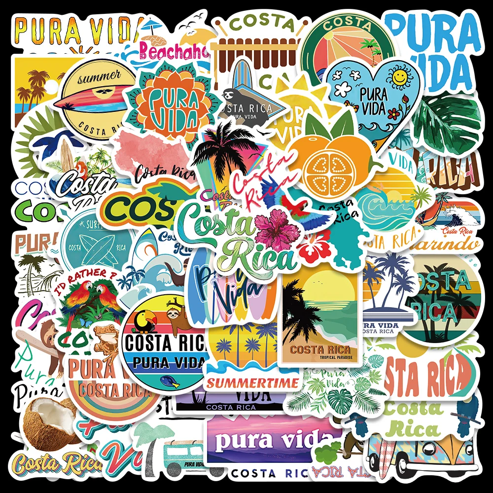 

10/50pcs Colorful Cartoon Costa Rica Landscape Stickers For Laptop Phone Luggage Waterproof Graffiti Bicycle Car Decals Kids Toy