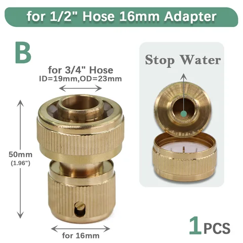 1 шт. 16 мм 1/2 дюйма 3/4 дюйма, адаптер для шланга, стоп-соединение воды, ремонт, латунь, медь, для труб, садовая Соединительная муфта