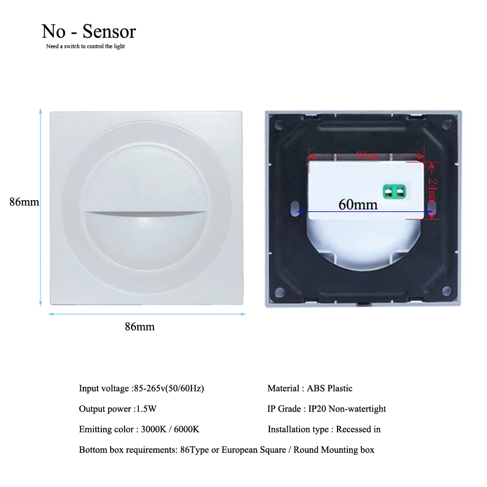 Настенный светильник WAAJEA для лестниц 1,5 Вт теплый белый
