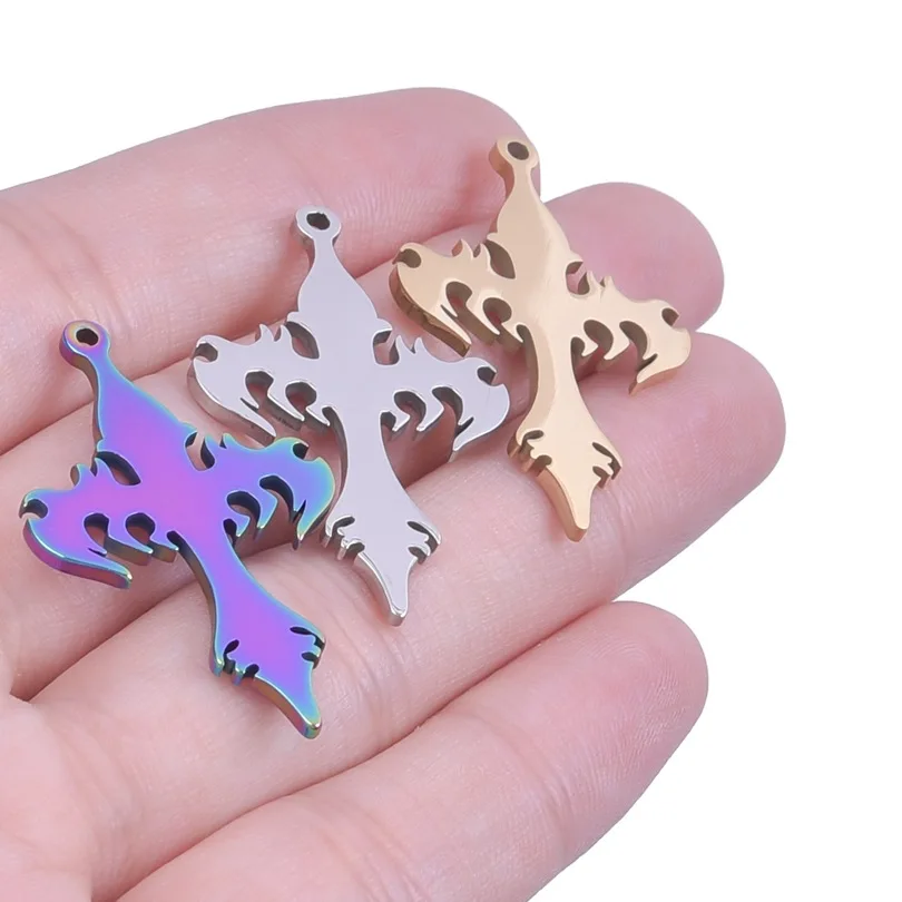 Купи WZNB 5Pcs Stainless Steel Crosses Charms for Jewelry Making Earring Pendant Bracelet Necklace Accessories Supplies Diy Material за 174 рублей в магазине AliExpress