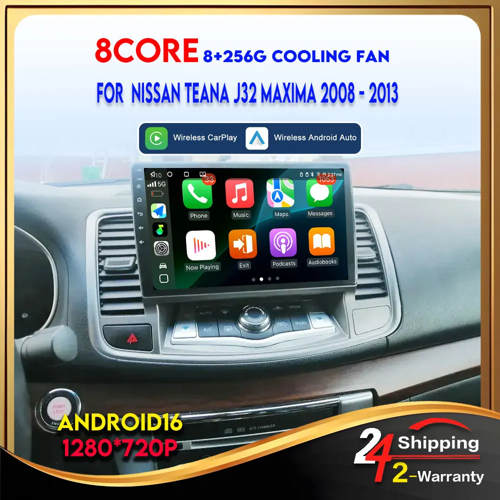 Фото 2DIN Android Carplay Android Auto для Nissan Teana J32 Maxima 2008-2013, мультимедийный проигрыватель, видео, стерео, 8-ядерный процессор, Wi-Fi, навигация №1