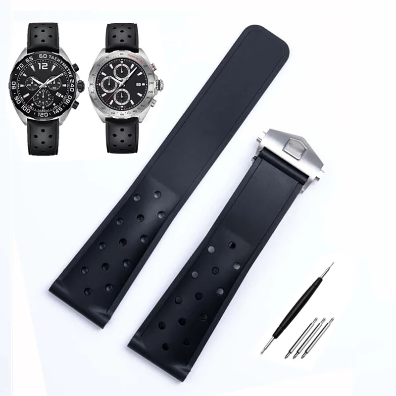 

Ремешок резиновый спортивный для наручных часов, Силиконовый складной браслет с пряжкой Для Seiko TAG Heuer F1 CAZ201 WAZ2113 CAZ1010 CARRERA, 22 мм