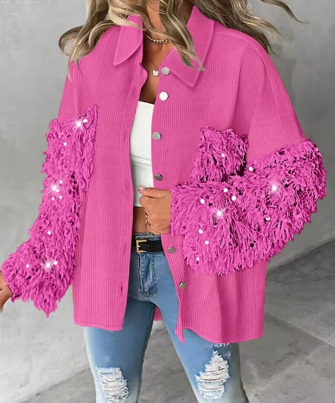 Женская куртка 2024 зимняя мода новая контрастная с отложным воротником и