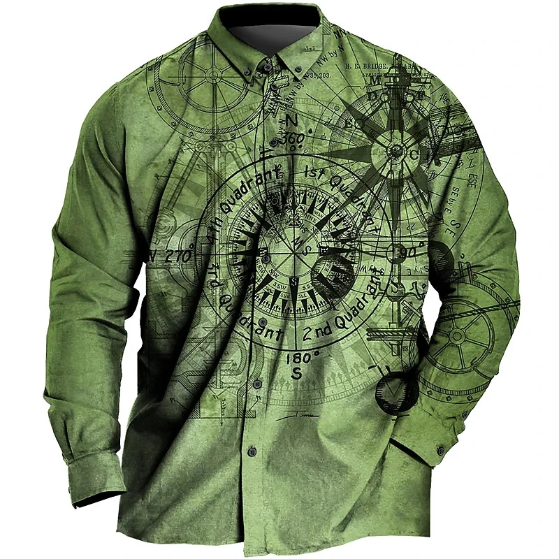 Men's Shirt In Spring Autumn Season Continental Plate Marine 3d Print Pattern High-quality Men's Clothing For Daily Outdoor Wear