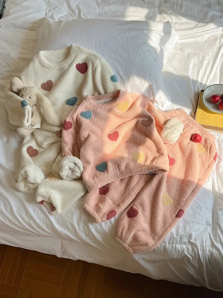 2024 милая теплая композитная хлопковая бархатная домашняя одежда с вышивкой и