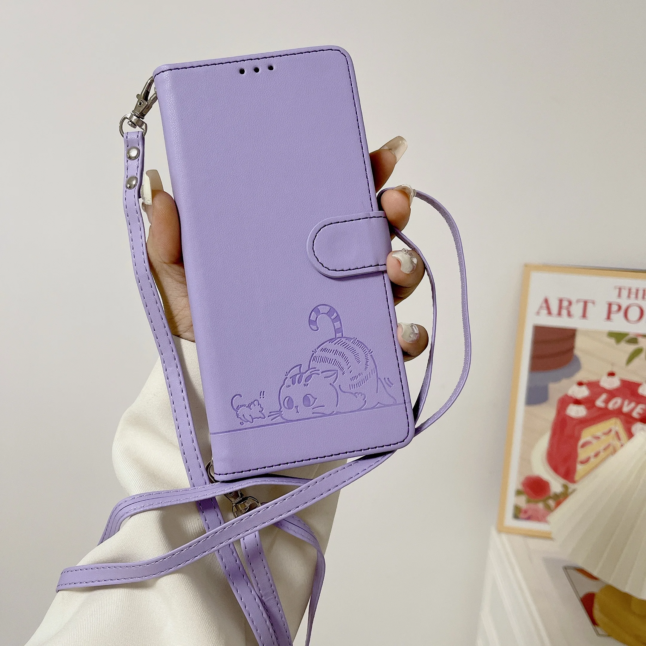 Кожаный чехол-кошелек с 3 отделениями для карт OPPO Reno 12 Pro 11F 11 10 9A 9 8T 8 7 6 Lite 5 4