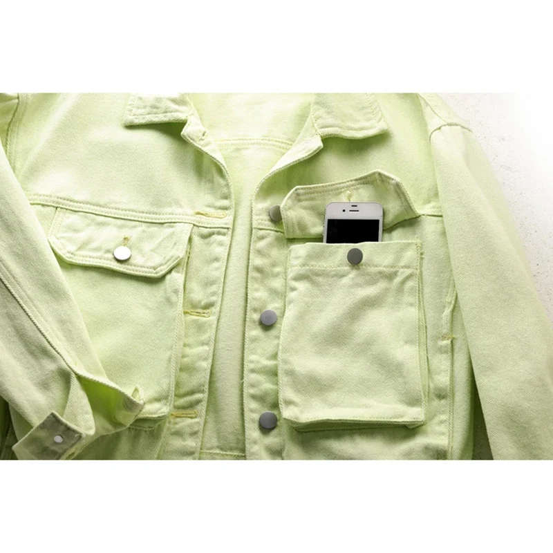 Женские джинсовые куртки Yipn.igacoyou светлого зеленого цвета