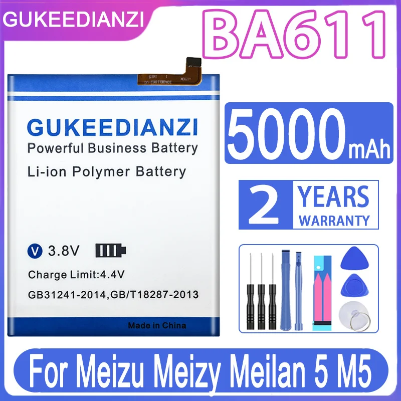 Аккумулятор GUKEEDIANZI BA611 BA 611 5000 мАч для смартфона Meizu M5 5 M611 M611H + номер отслеживания