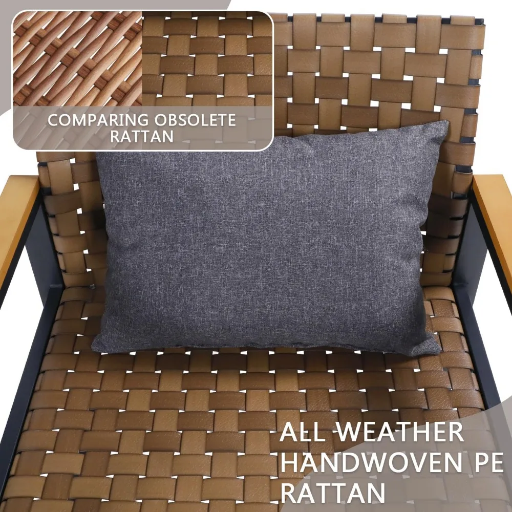 ENSTVER Набор для бесед из 3 плетеных мебели патио двухместный диван на открытом